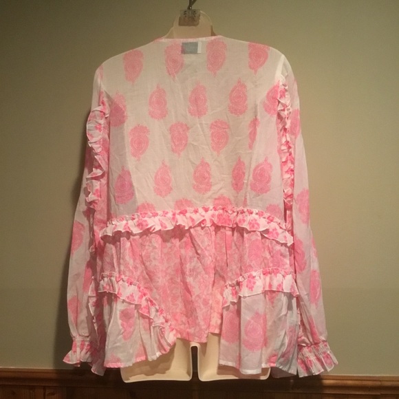 Miss June Paris Boho Size O/S long sleeve blouse excellent condition pink/gold - Picture 3 of 7
